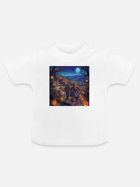 Halloween Familienwanderung - Baby Bio-T-Shirt mit Rundhals - Weiß