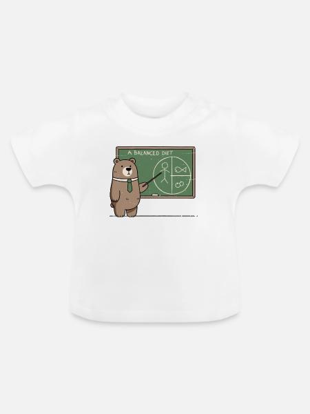 Eine ausgewogene Ernährung für Bären - Baby Bio-T-Shirt mit Rundhals - Weiß