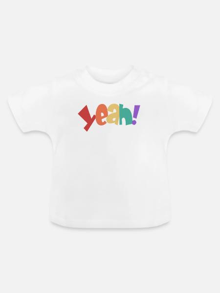 Bunte Yeah Typografie Design - Baby Bio-T-Shirt mit Rundhals - Weiß