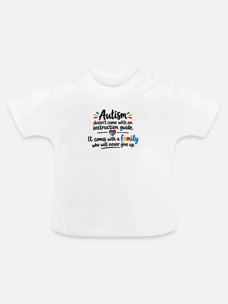 Autismus Familienherz Puzzle - Baby Bio-T-Shirt mit Rundhals - Weiß