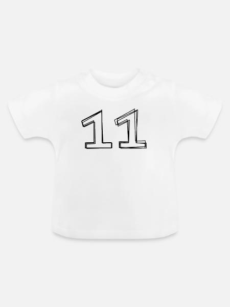 Zahl 11 handgezeichnet - Baby Bio-T-Shirt mit Rundhals - Weiß