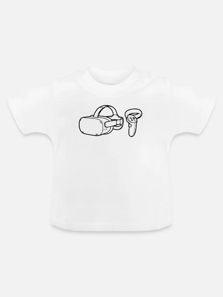 VR Brille Controller Grafik - Baby Bio-T-Shirt mit Rundhals - Weiß