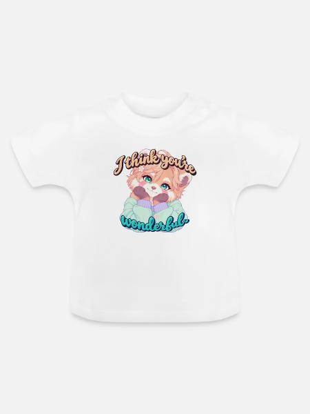 Roter Panda mit Herz - Baby Bio-T-Shirt mit Rundhals - Weiß