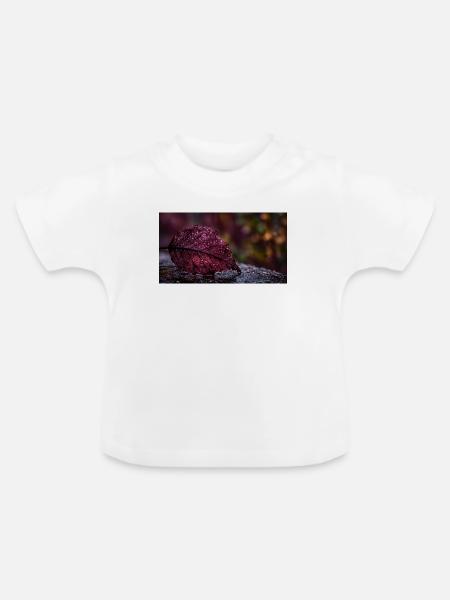 Nachtrotes Taublatt - Baby Bio-T-Shirt mit Rundhals - Weiß