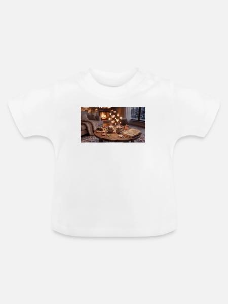 Kaminzauber Kuschelabend - Baby Bio-T-Shirt mit Rundhals - Weiß