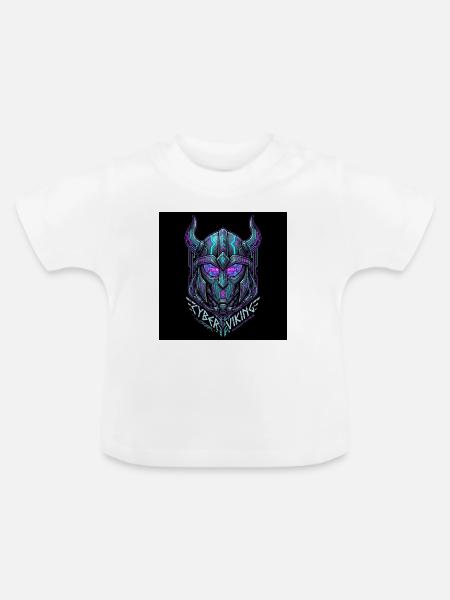 Cyberpunk Viking Helm - Baby Bio-T-Shirt mit Rundhals - Weiß