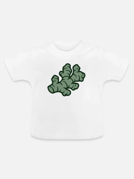 Ingwer Wurzel Grafik - Baby Bio-T-Shirt mit Rundhals - Weiß