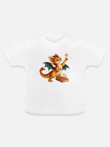 Sanfter Sternendrache - Baby Bio-T-Shirt mit Rundhals - Weiß