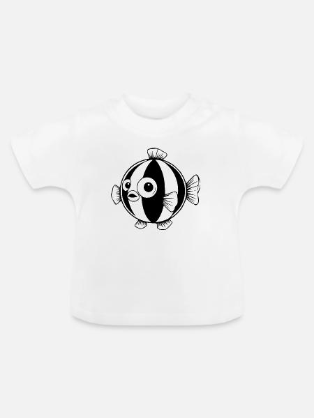 Lustiger Comic Kugelfisch Geschenk - Baby Bio-T-Shirt mit Rundhals - Weiß
