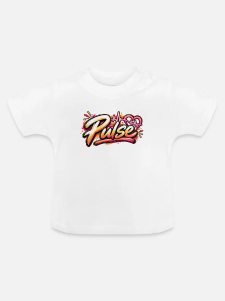 Pulse Graffiti Herz Neonschrift - Baby Bio-T-Shirt mit Rundhals - Weiß