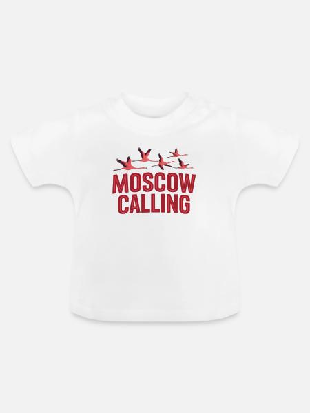 Moskau ruft Flamingos - Baby Bio-T-Shirt mit Rundhals - Weiß