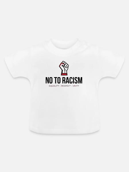 Nein zu Rassismus! *Gehetzte Faust* - Baby Bio-T-Shirt mit Rundhals - Weiß