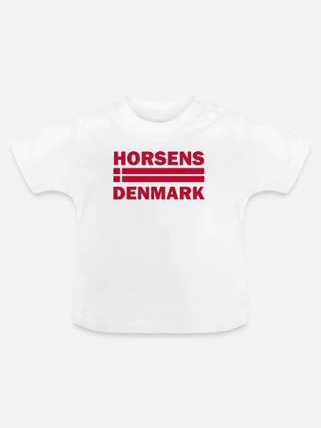 Horsens Dänemark-Flaggenmotiv - Baby Bio-T-Shirt mit Rundhals - Weiß