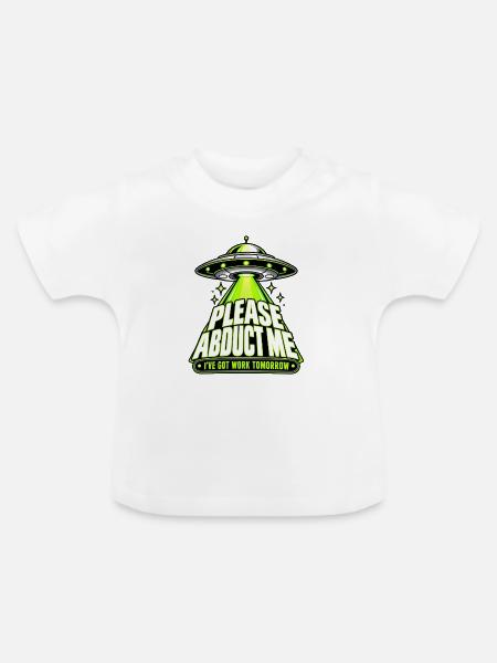 Neon-UFO-Entführungs-Meme - Baby Bio-T-Shirt mit Rundhals - Weiß