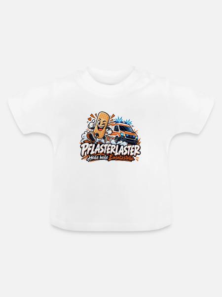 Pflasterhelden Einsatzstelle - Baby Bio-T-Shirt mit Rundhals - Weiß