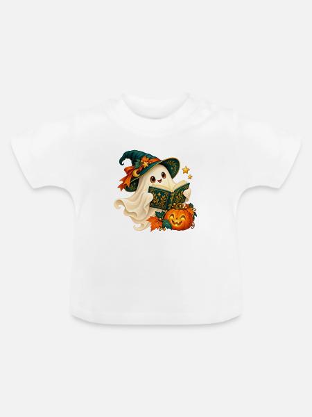 Ghost Reader Halloween verzaubert - Baby Bio-T-Shirt mit Rundhals - Weiß