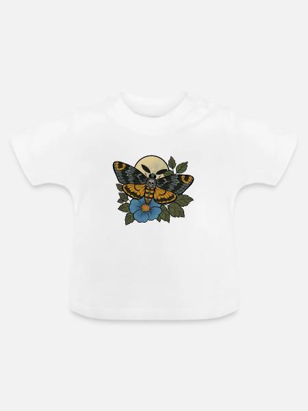 Schädelmotten-Mondblüte - Baby Bio-T-Shirt mit Rundhals - Weiß