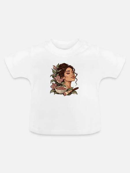 Botanisches Gesichtsritual - Baby Bio-T-Shirt mit Rundhals - Weiß