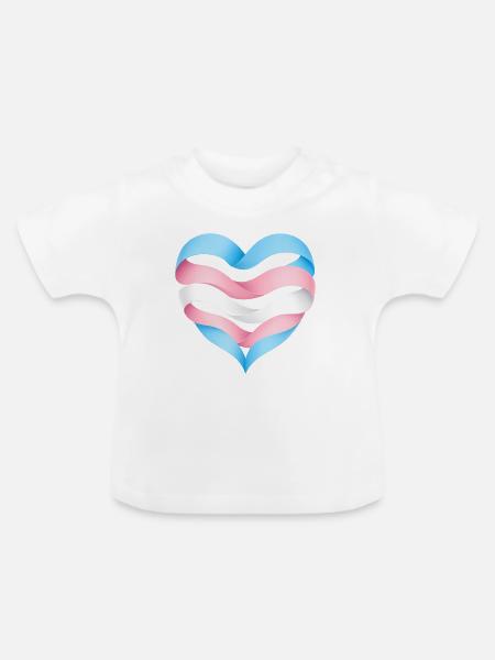 Transgender Herzdesign S1 - Baby Bio-T-Shirt mit Rundhals - Weiß