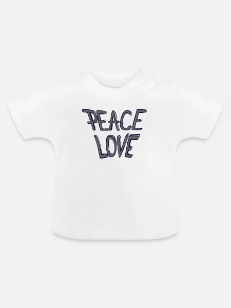 Frieden und Liebe Handlettering - Baby Bio-T-Shirt mit Rundhals - Weiß