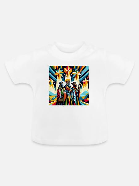 Three Wise Men Geometric Art - Baby Bio-T-Shirt mit Rundhals - Weiß