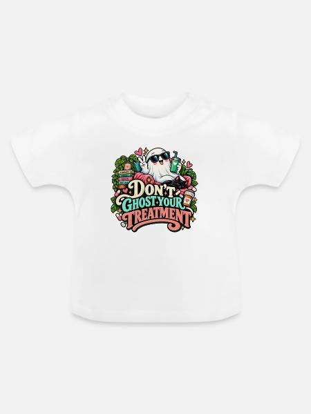 Niedliche Geisterbehandlung - Baby Bio-T-Shirt mit Rundhals - Weiß