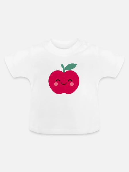 lachender roter Apfel - Baby Bio-T-Shirt mit Rundhals - Weiß