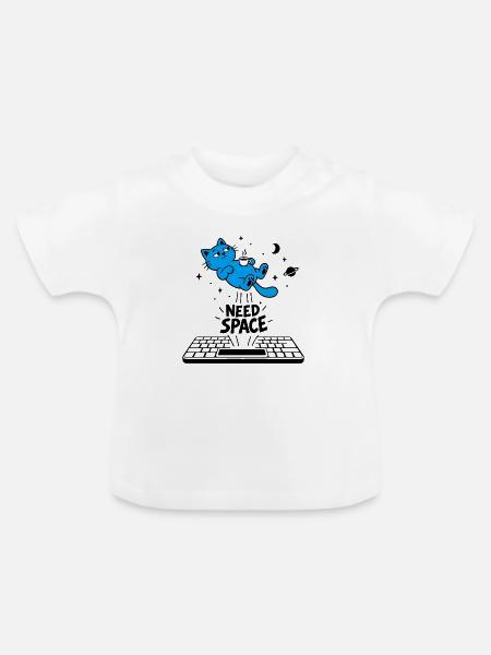 Geek-Humor-Katze – Brauche Abstand - Baby Bio-T-Shirt mit Rundhals - Weiß