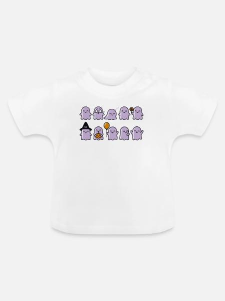 Cute Halloween Ghosts Pattern - Baby Bio-T-Shirt mit Rundhals - Weiß