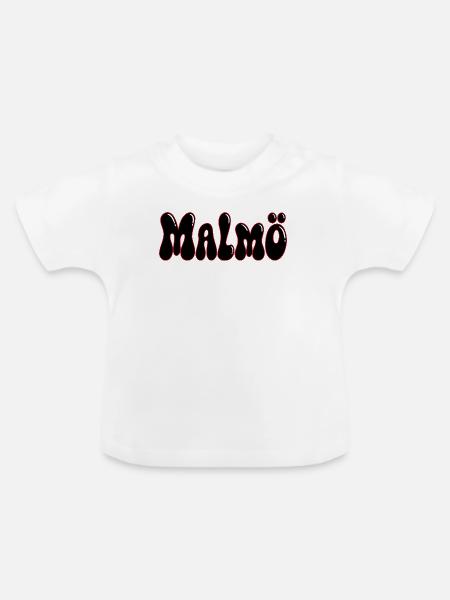 MALMO Glänzendes Schwarzrot - Baby Bio-T-Shirt mit Rundhals - Weiß