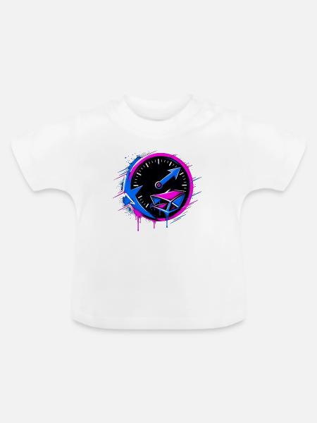 Graffiti Tacho Pink Blau - Baby Bio-T-Shirt mit Rundhals - Weiß