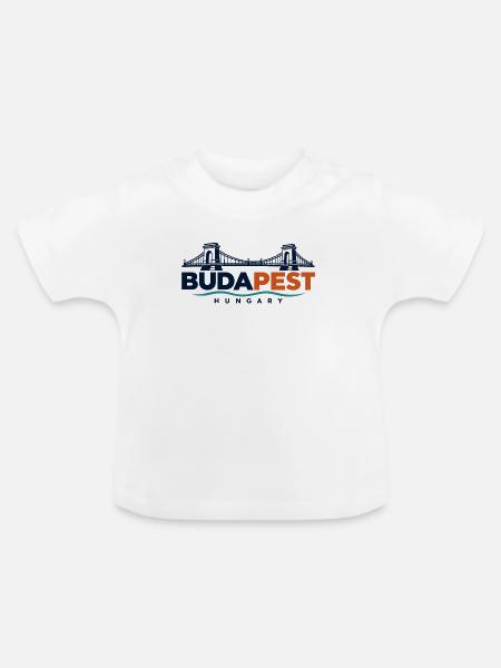 Budapest – Kettenbrücke an der Donau - Baby Bio-T-Shirt mit Rundhals - Weiß