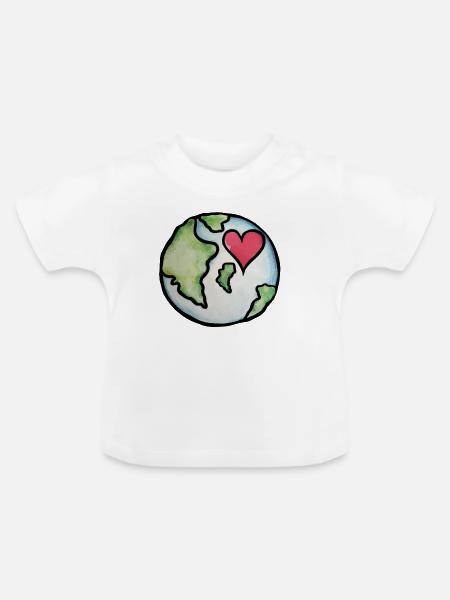 Earth Heart: Globale Liebesillustration - Baby Bio-T-Shirt mit Rundhals - Weiß
