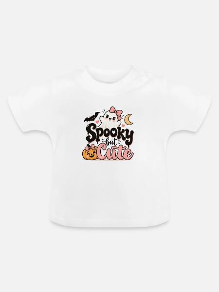 Spooky but Cute Halloween - Baby Bio-T-Shirt mit Rundhals - Weiß