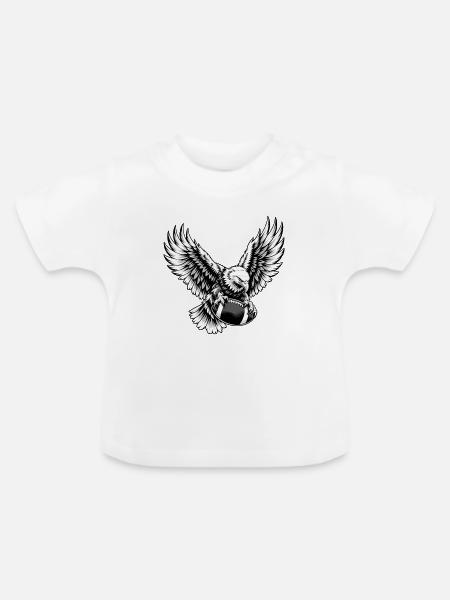 Adler mit American Football - Baby Bio-T-Shirt mit Rundhals - Weiß
