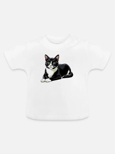 Tuxedo-Katzen-Legen - Baby Bio-T-Shirt mit Rundhals - Weiß