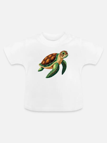 Meeresschildkröte - Baby Bio-T-Shirt mit Rundhals - Weiß