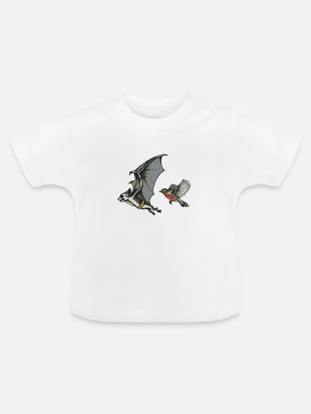 Retro Fledermaus und Vogel Duo - Baby Bio-T-Shirt mit Rundhals - Weiß