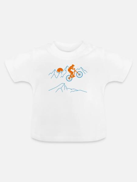 Mountainbike-Sprung Sunset Extreme Cycling Tee - Baby Bio-T-Shirt mit Rundhals - Weiß