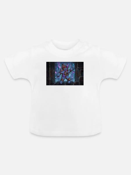 Cyber Lebkuchenmann – Robo Gingerbread Neon - Baby Bio-T-Shirt mit Rundhals - Weiß