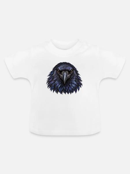Blauer und Schwarzer Krähenkopf - Baby Bio-T-Shirt mit Rundhals - Weiß