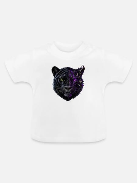 Schwarzer Panther Halbdämon – Lila Energie - Baby Bio-T-Shirt mit Rundhals - Weiß