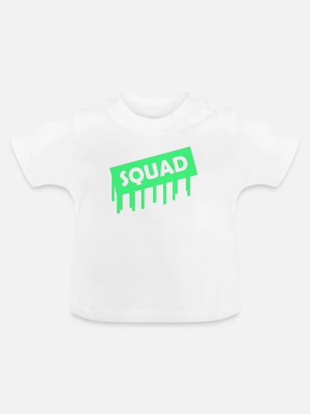 SQUAD Neon Tropfen Graffiti - Baby Bio-T-Shirt mit Rundhals - Weiß