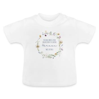 Kleine Menschen Blumenkranz Erzieherin Tagesmutter - Baby Bio-T-Shirt mit Rundhals - Weiß - Vorne