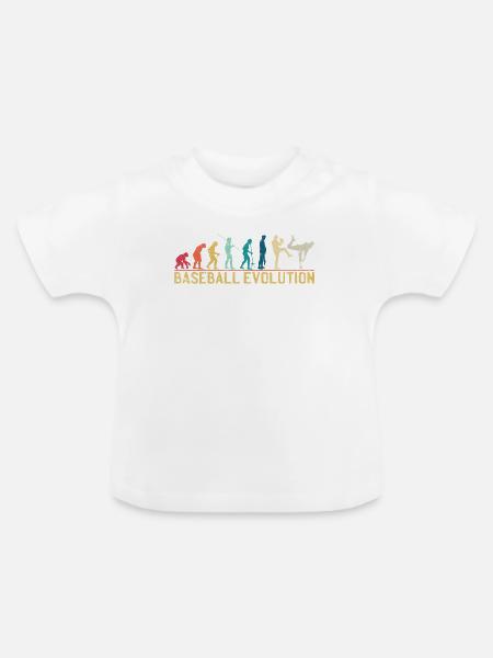 Baseball-Evolutions-Illustration - Baby Bio-T-Shirt mit Rundhals - Weiß