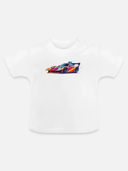 cooles drift car Rennkarosserie Kunst - Baby Bio-T-Shirt mit Rundhals - Weiß