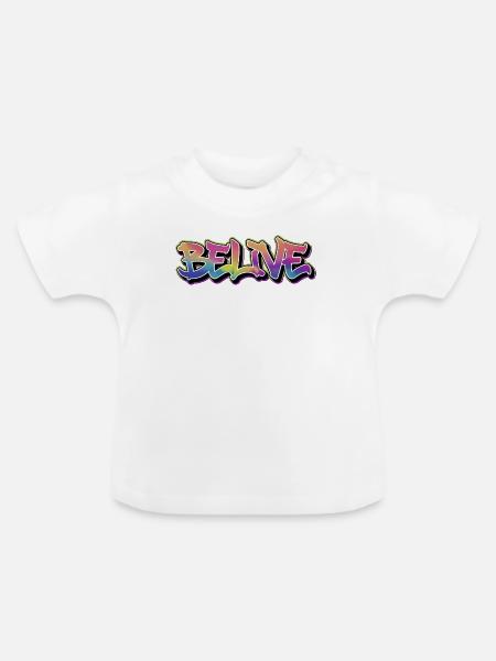 GLAUB GRAFFITI-Regenbogen - Baby Bio-T-Shirt mit Rundhals - Weiß