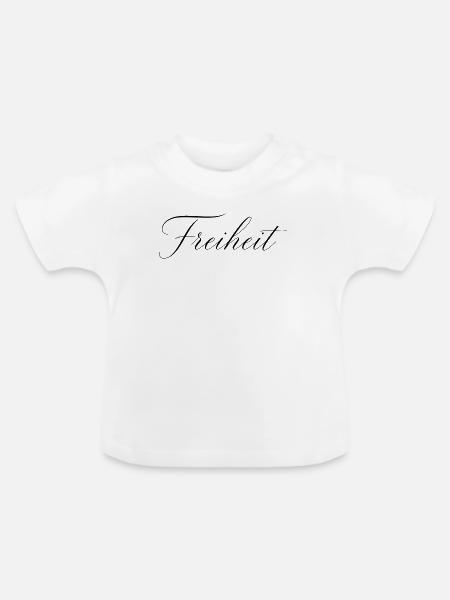 Filigrane Schrift Freiheit – Elegantes Design - Baby Bio-T-Shirt mit Rundhals - Weiß