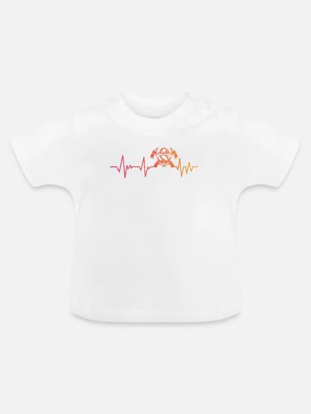 Feuerwehrmann Sunset Heartbeat Feuerwehrmann - Baby Bio-T-Shirt mit Rundhals - Weiß