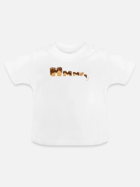 Schoko Waffel lecker - Baby Bio-T-Shirt mit Rundhals - Weiß